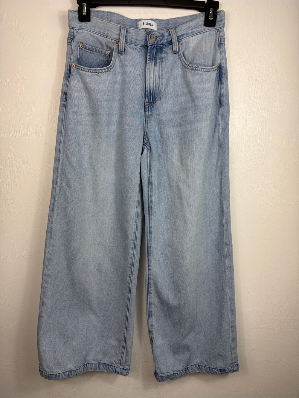 Pistola Wide Leg Jeans Size 27 Light Wash High Rise Lyocell Cotton Denim Pants - Picture 2 of 10